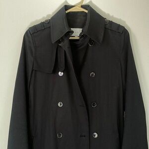 Sandro Black Double-breasted Trenchcoat